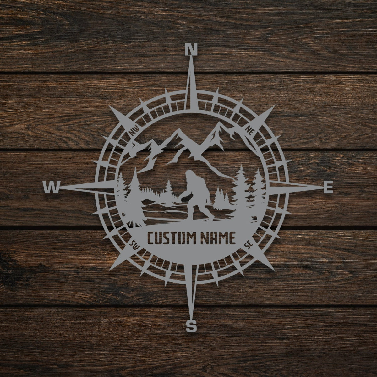 Custom Compass and Large Metal Mountain Wall Art Decor - BrossHome Metal Wall Art