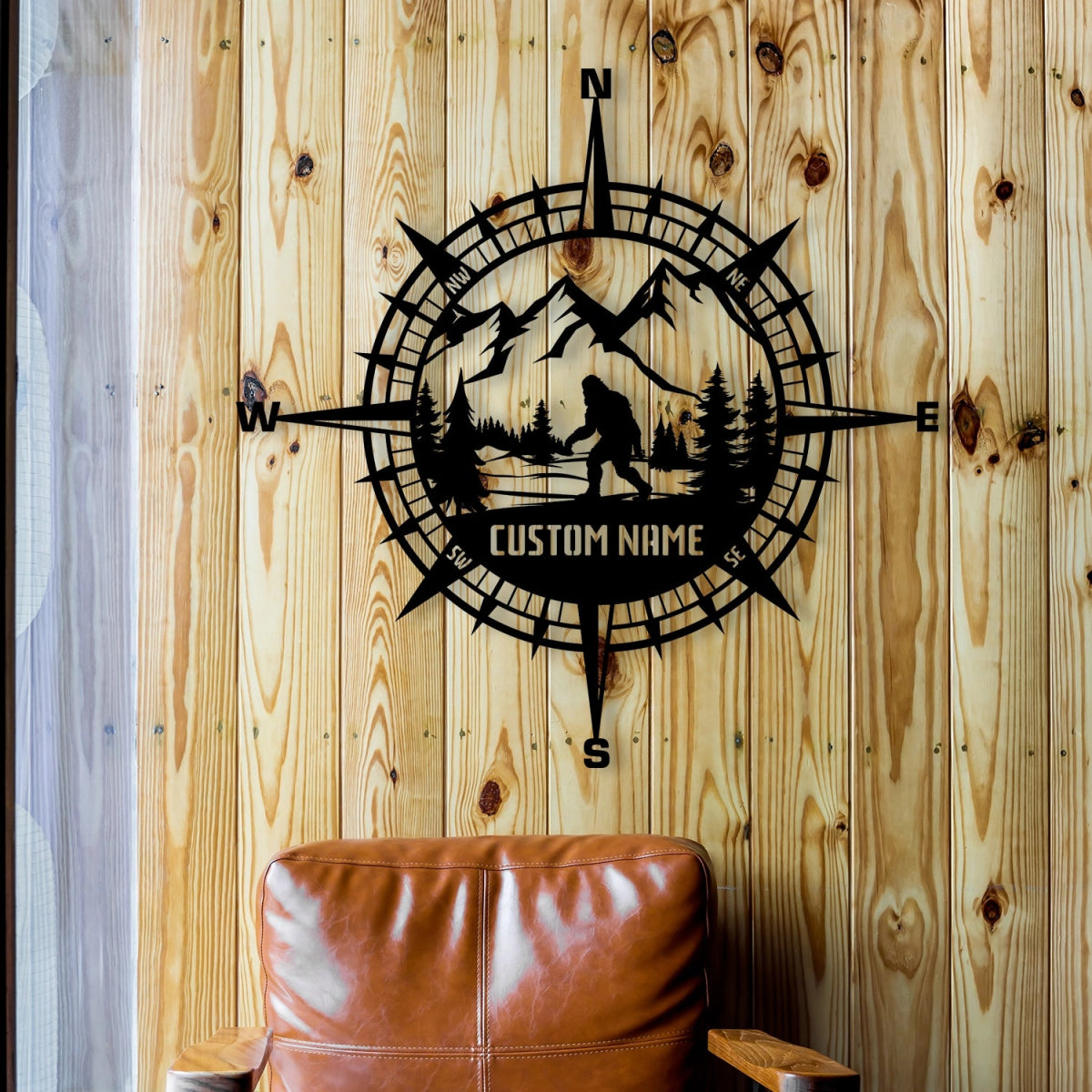 Custom Compass and Large Metal Mountain Wall Art Decor - BrossHome Metal Wall Art