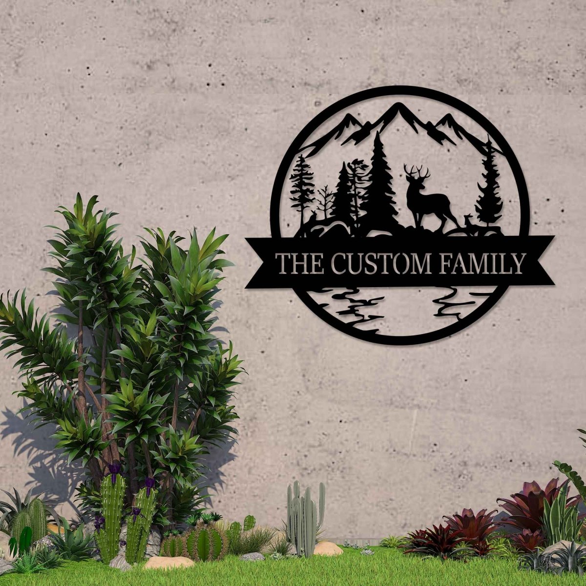 Custom Deer and Mountain Metal Garden Sign Wall Art Decor - BrossHome Metal Wall Art