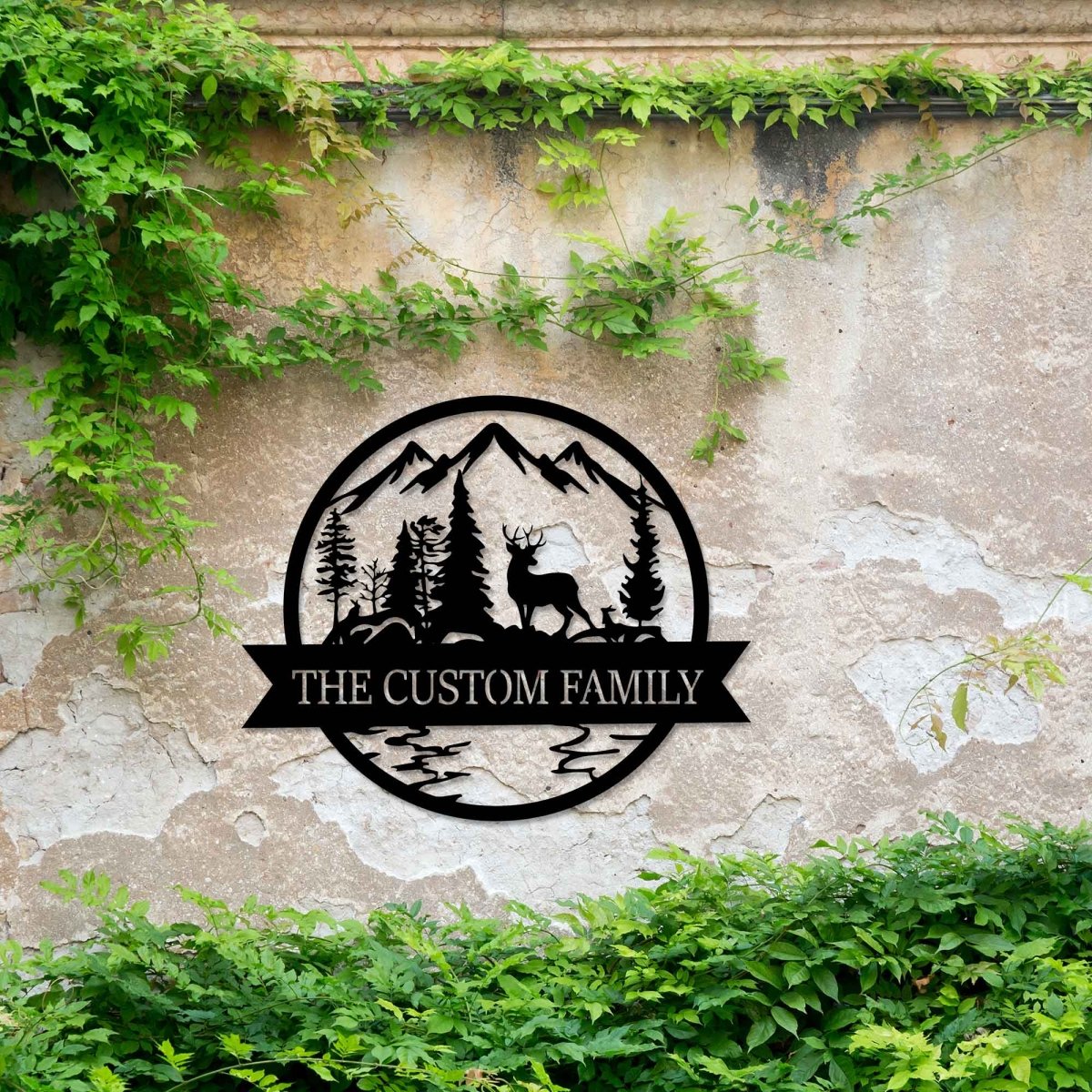 Custom Deer and Mountain Metal Garden Sign Wall Art Decor - BrossHome Metal Wall Art