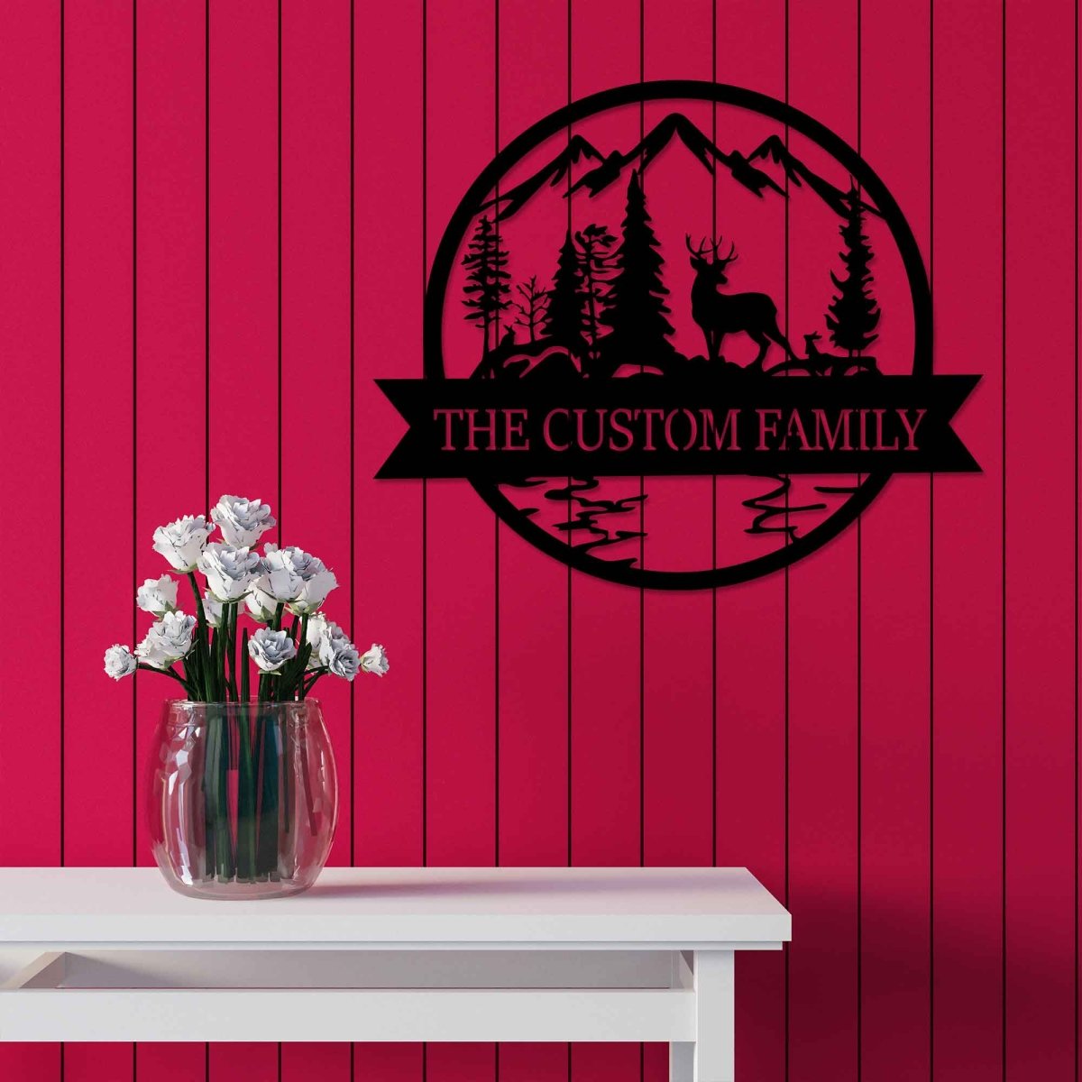 Custom Deer and Mountain Metal Garden Sign Wall Art Decor - BrossHome Metal Wall Art