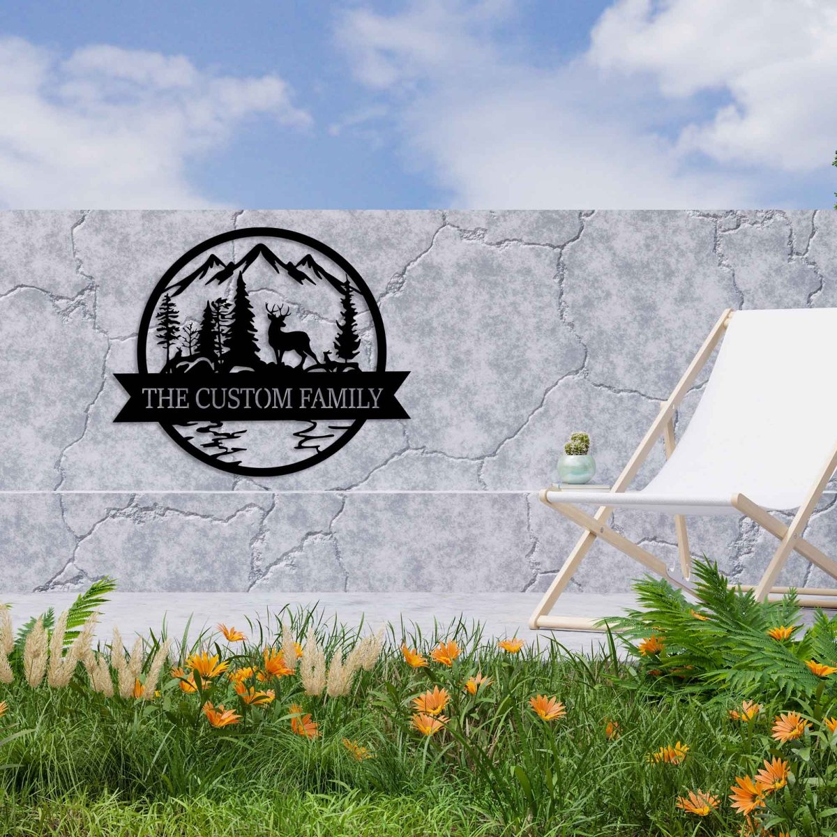 Custom Deer and Mountain Metal Garden Sign Wall Art Decor - BrossHome Metal Wall Art