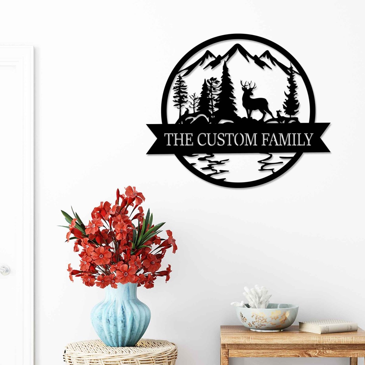 Custom Deer and Mountain Metal Garden Sign Wall Art Decor - BrossHome Metal Wall Art