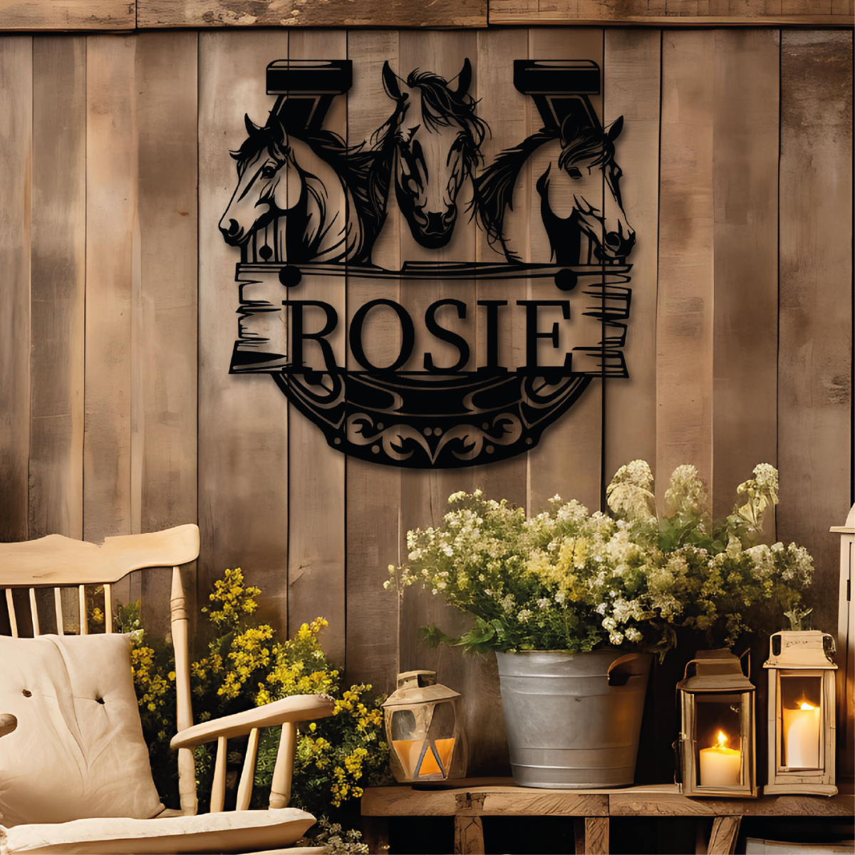 Custom Equestrian Heritage Monogram - BrossHome Metal Wall Art