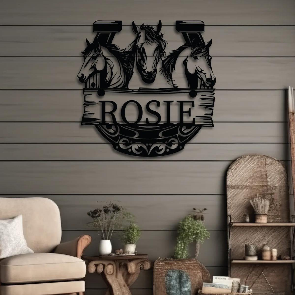 Custom Equestrian Heritage Monogram - BrossHome Metal Wall Art