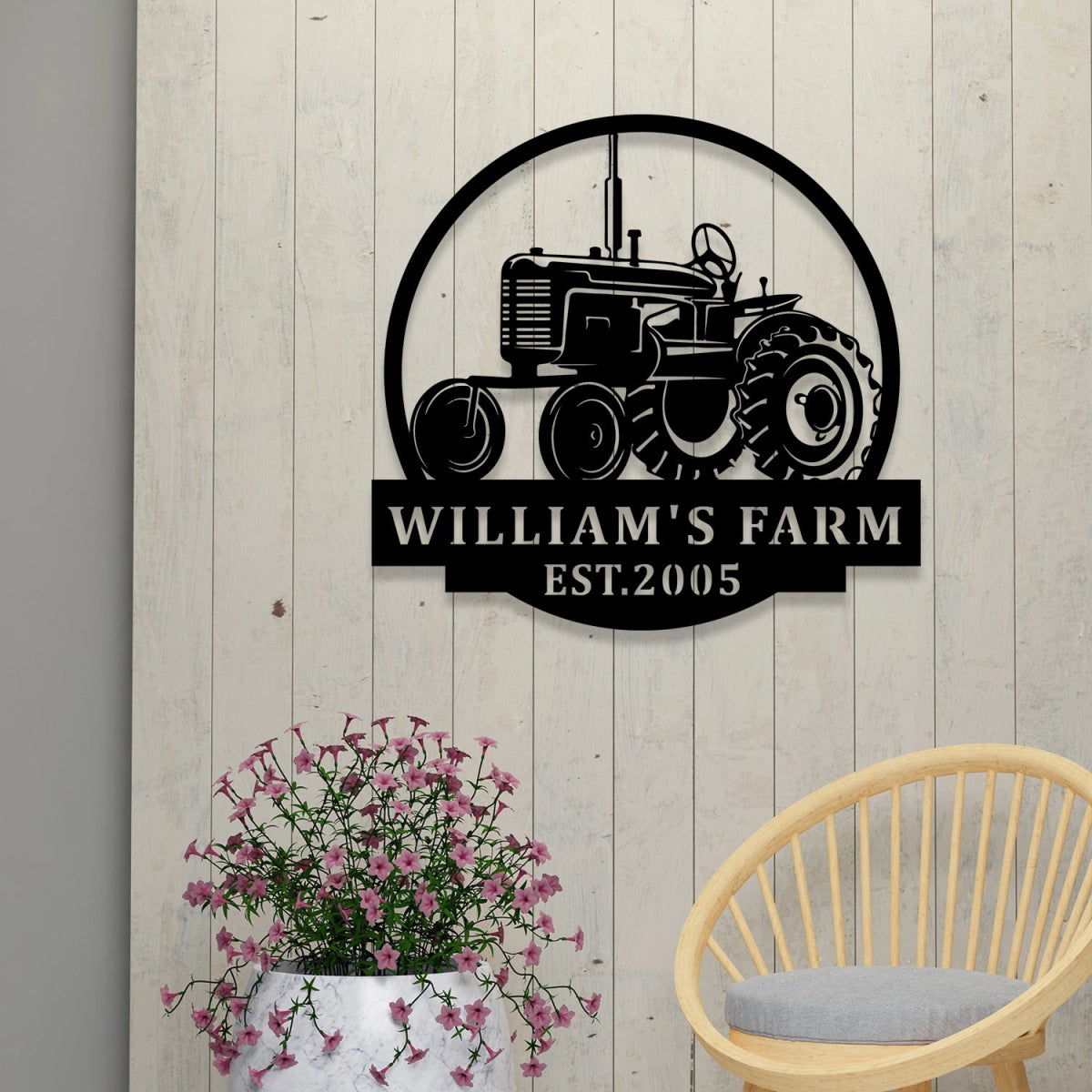 Custom Farm Metal Sign Decor - Personalized Tractor Design Outdoor Wall Art - BrossHome Metal Wall Art