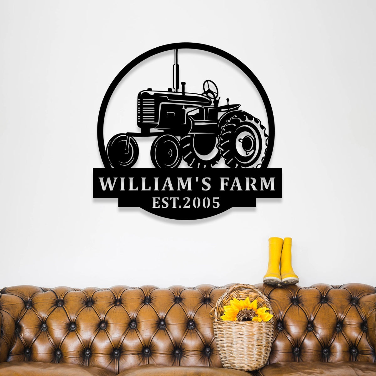 Custom Farm Metal Sign Decor - Personalized Tractor Design Outdoor Wall Art - BrossHome Metal Wall Art