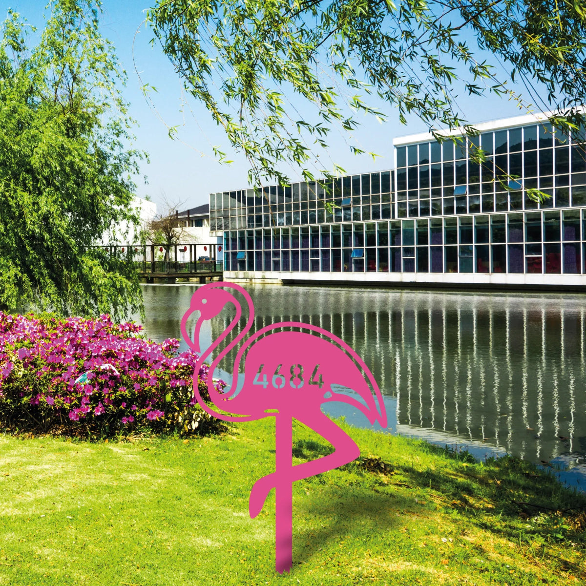 Custom Flamingo Address Garden Stake - BrossHome Metal Wall Art