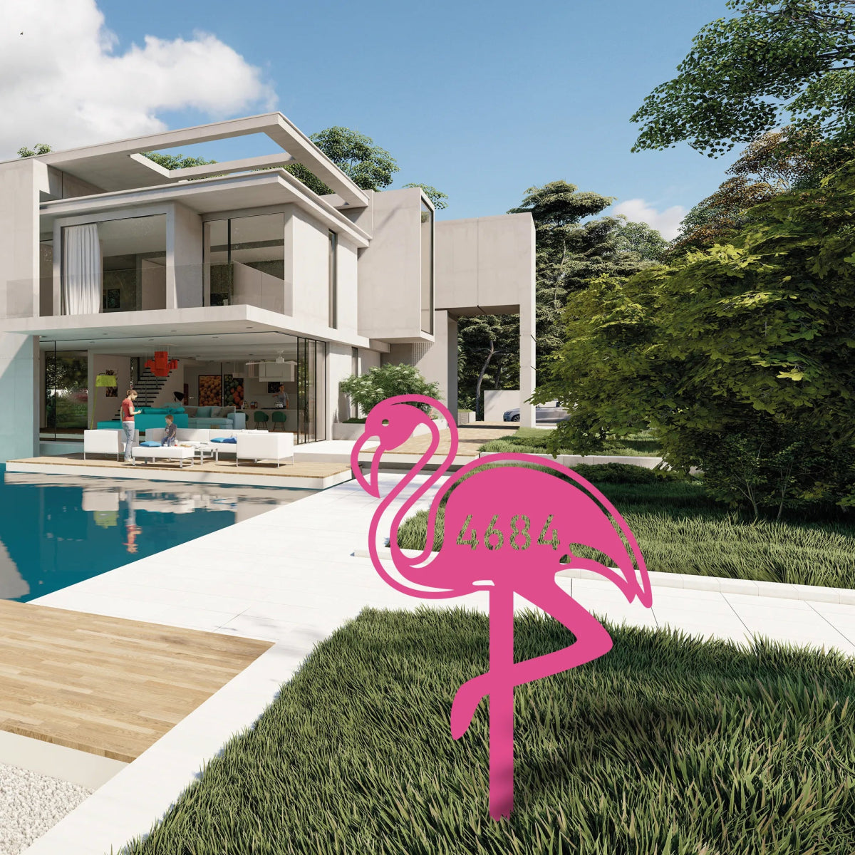Custom Flamingo Address Garden Stake - BrossHome Metal Wall Art