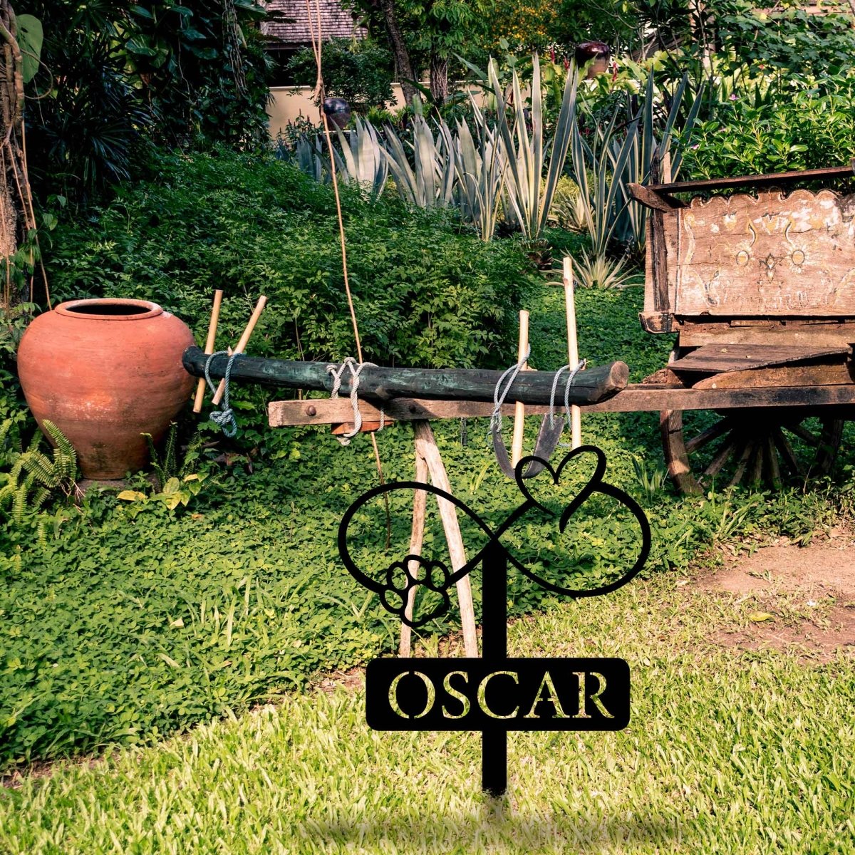 Custom Heart and Paws Stake Metal Garden Sign - BrossHome Metal Wall Art