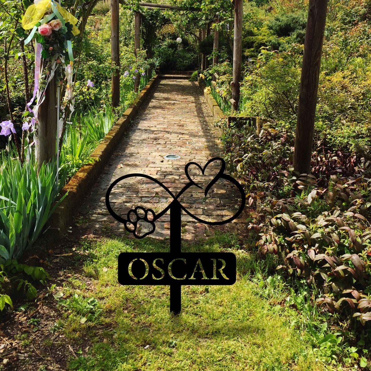 Custom Heart and Paws Stake Metal Garden Sign - BrossHome Metal Wall Art