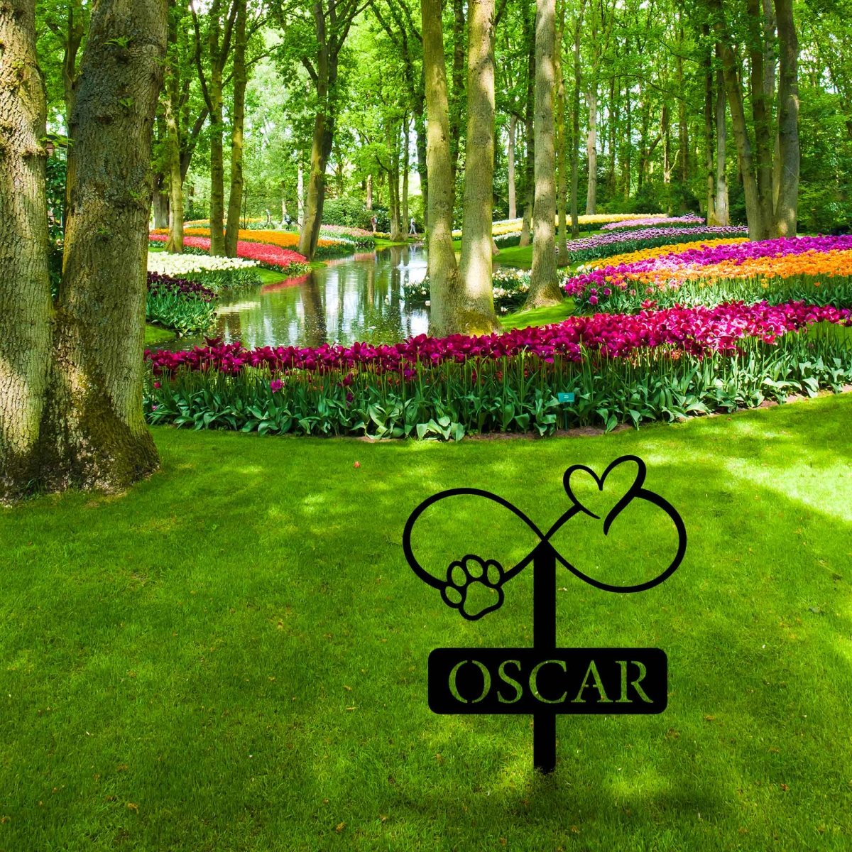 Custom Heart and Paws Stake Metal Garden Sign - BrossHome Metal Wall Art