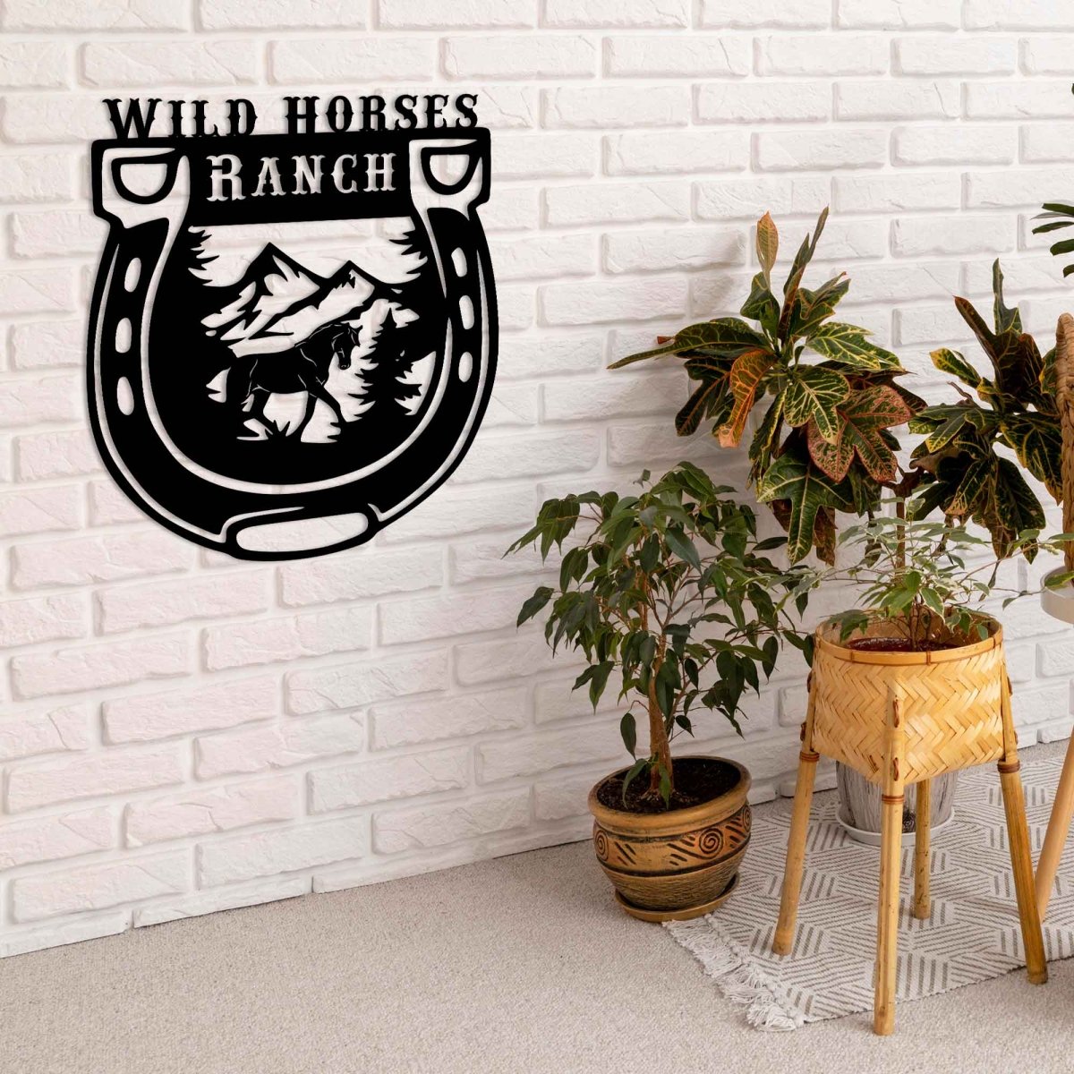 Custom Horseshoe Metal Garden Sign Wall Art Decor - BrossHome Metal Wall Art