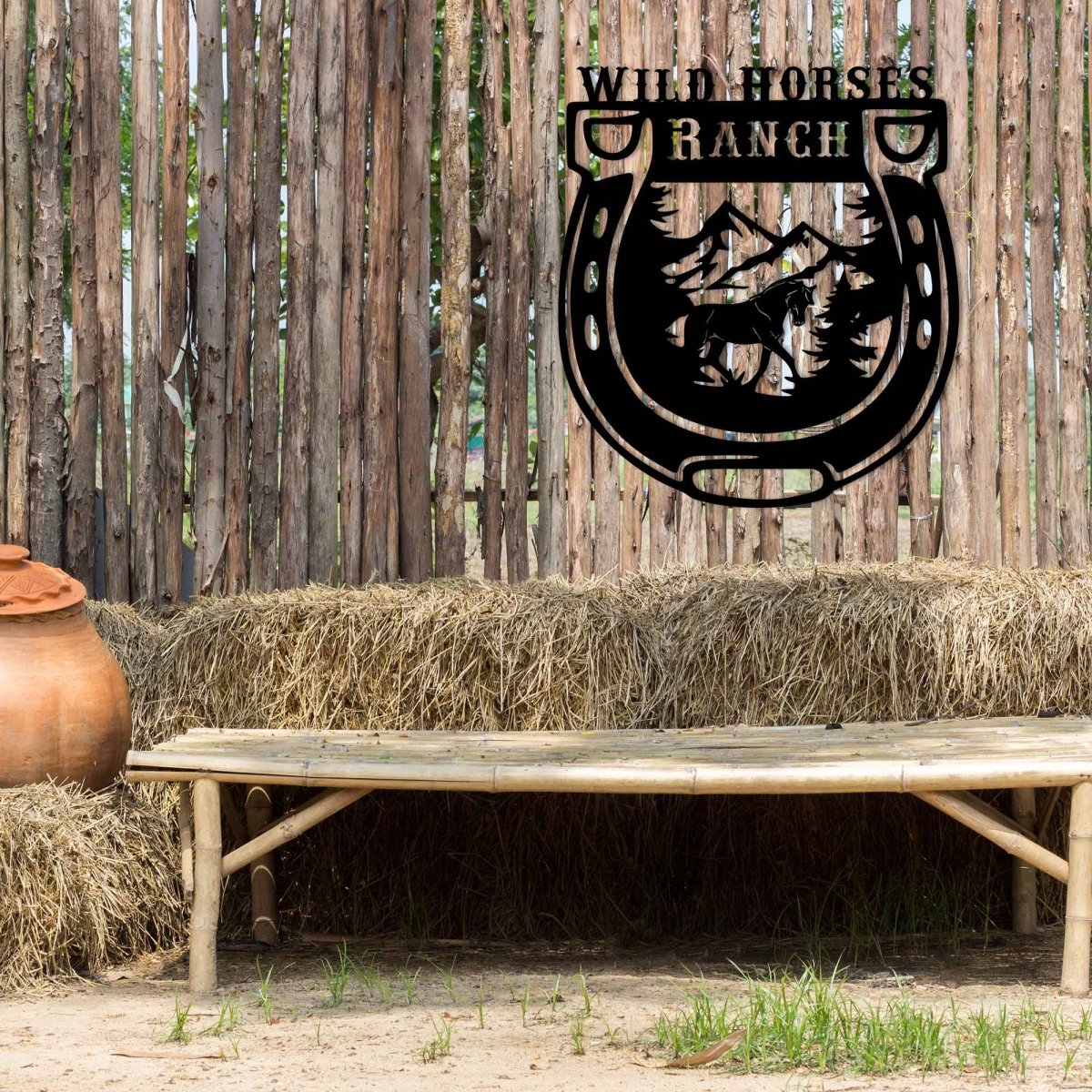 Custom Horseshoe Metal Garden Sign Wall Art Decor - BrossHome Metal Wall Art