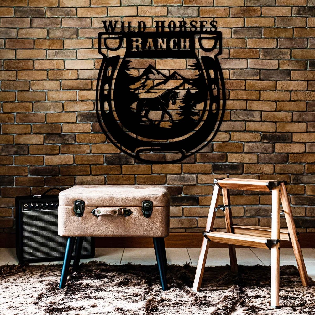 Custom Horseshoe Metal Garden Sign Wall Art Decor - BrossHome Metal Wall Art