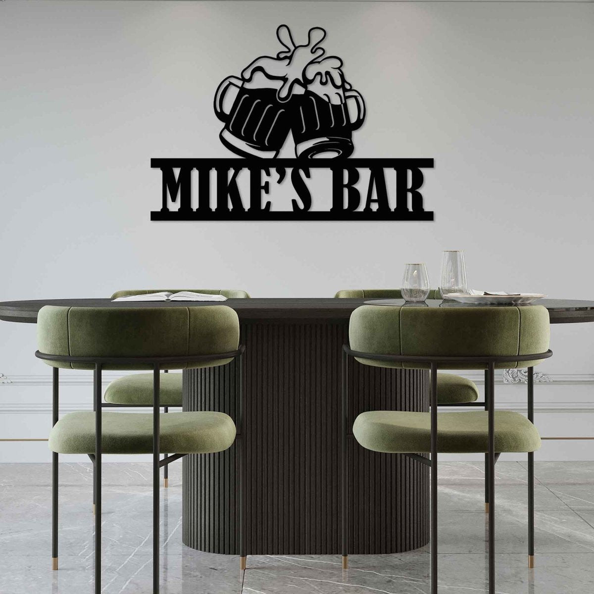 Custom Metal Bar Sign with Beer Mugs - BrossHome Metal Wall Art