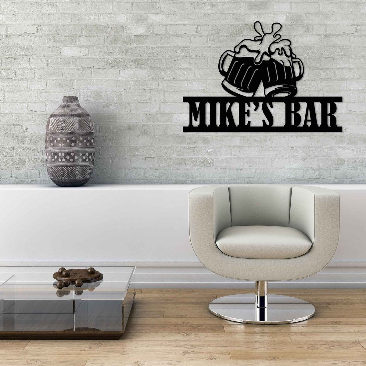 Custom Metal Bar Sign with Beer Mugs - BrossHome Metal Wall Art