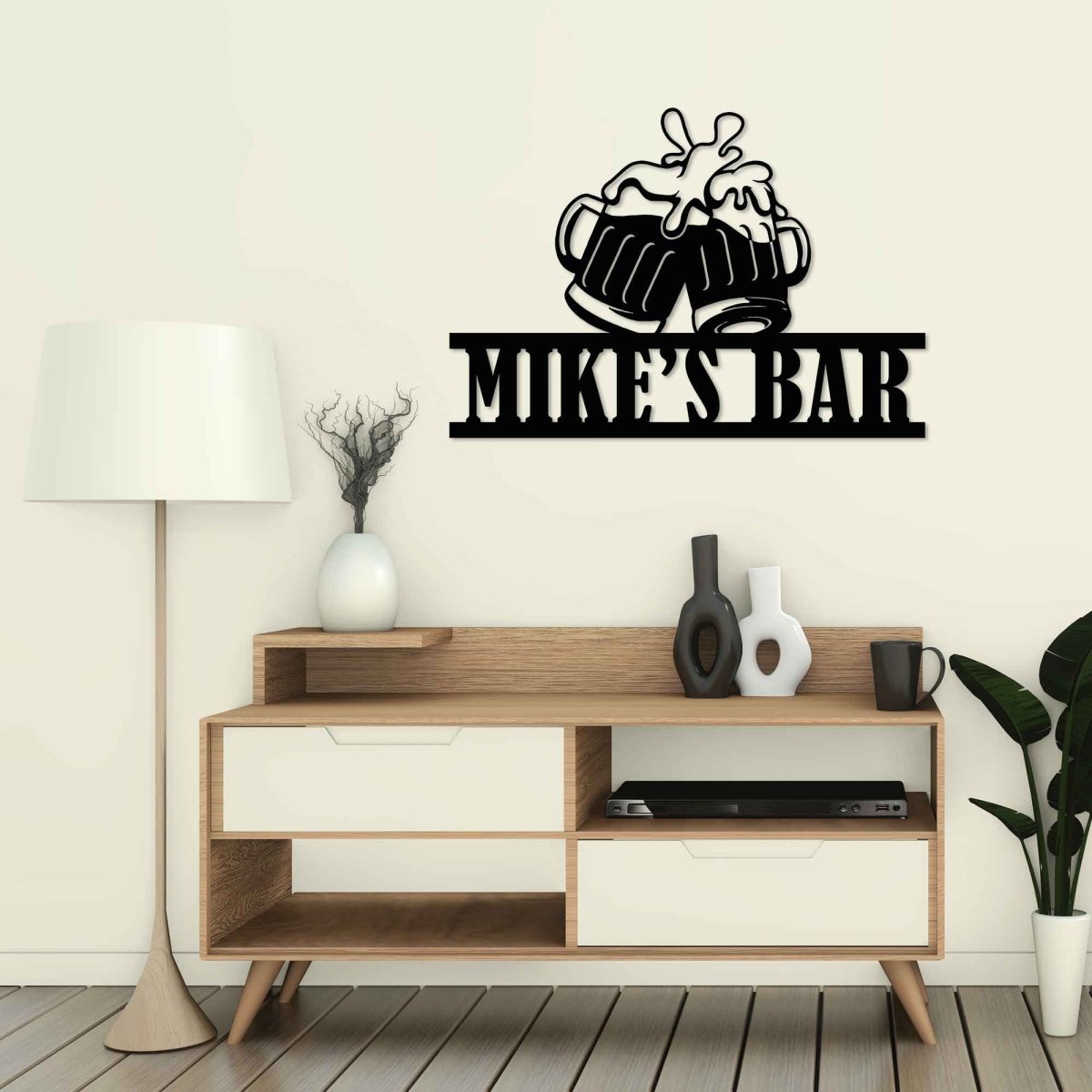 Custom Metal Bar Sign with Beer Mugs - BrossHome Metal Wall Art