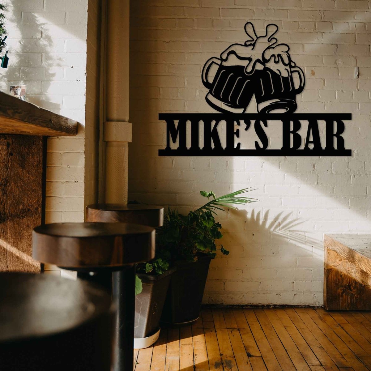Custom Metal Bar Sign with Beer Mugs - BrossHome Metal Wall Art