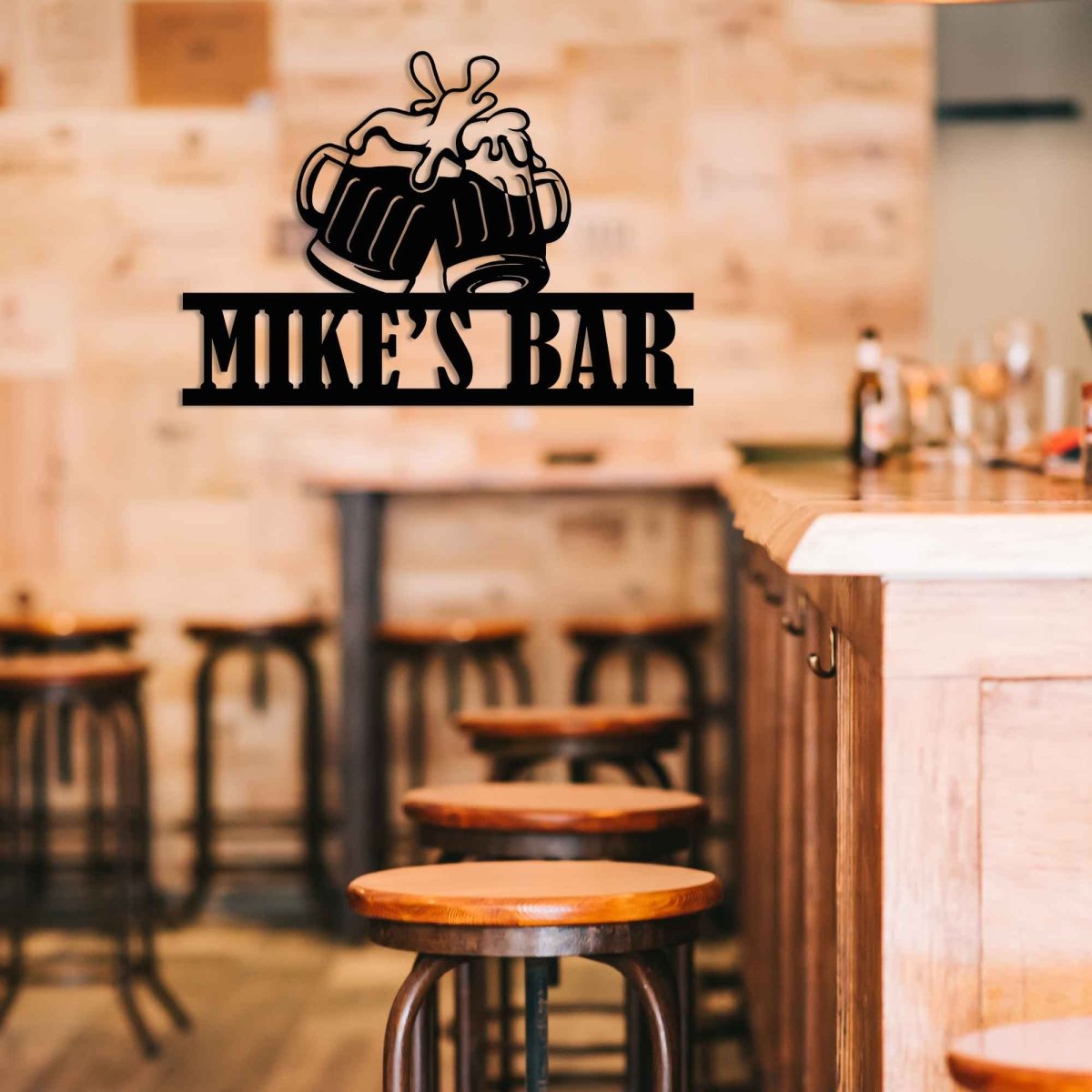 Custom Metal Bar Sign with Beer Mugs - BrossHome Metal Wall Art