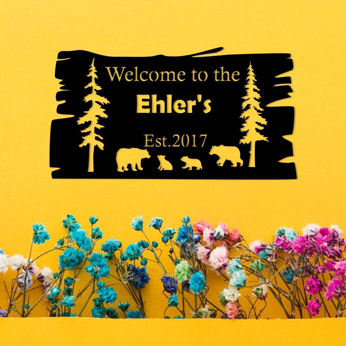 Custom Metal Bear Family Wall Art - BrossHome Metal Wall Art