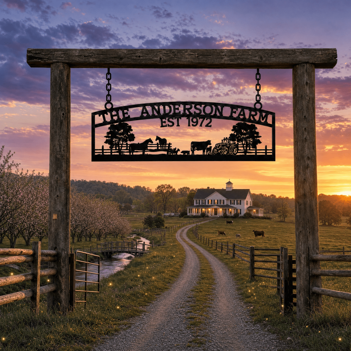 Custom Metal Farm Sign – The Anderson Farm – Established 1972 - BrossHome Metal Wall Art