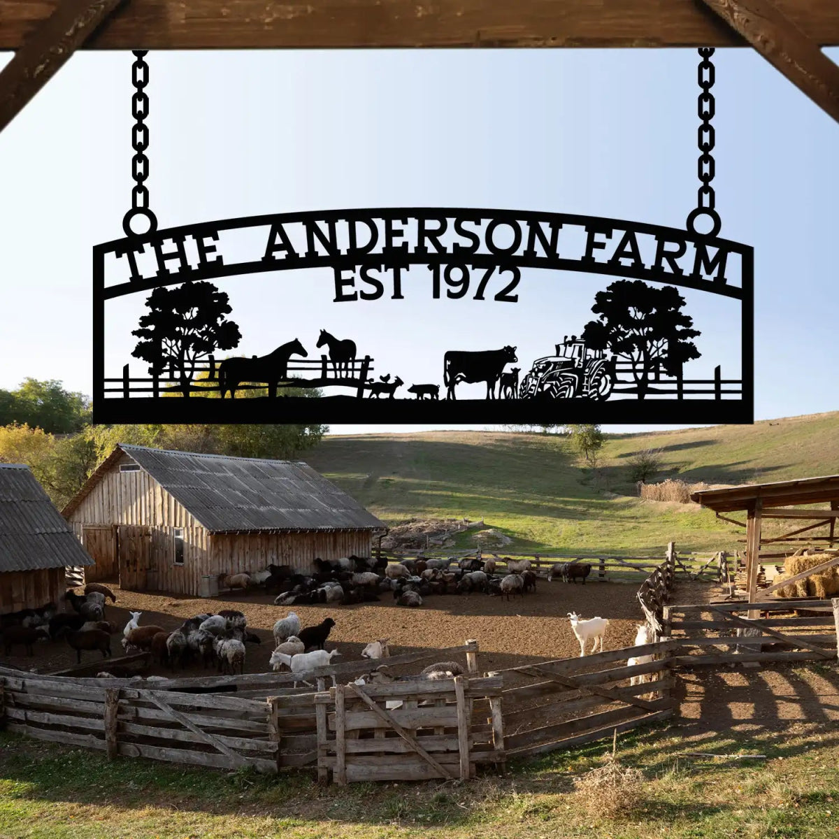 Custom Metal Farm Sign – The Anderson Farm – Established 1972 - BrossHome Metal Wall Art
