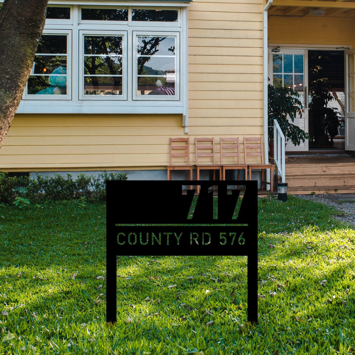 Custom Metal Garden Address Sign Stake - Durable Outdoor House Number Plate - BrossHome Metal Wall Art