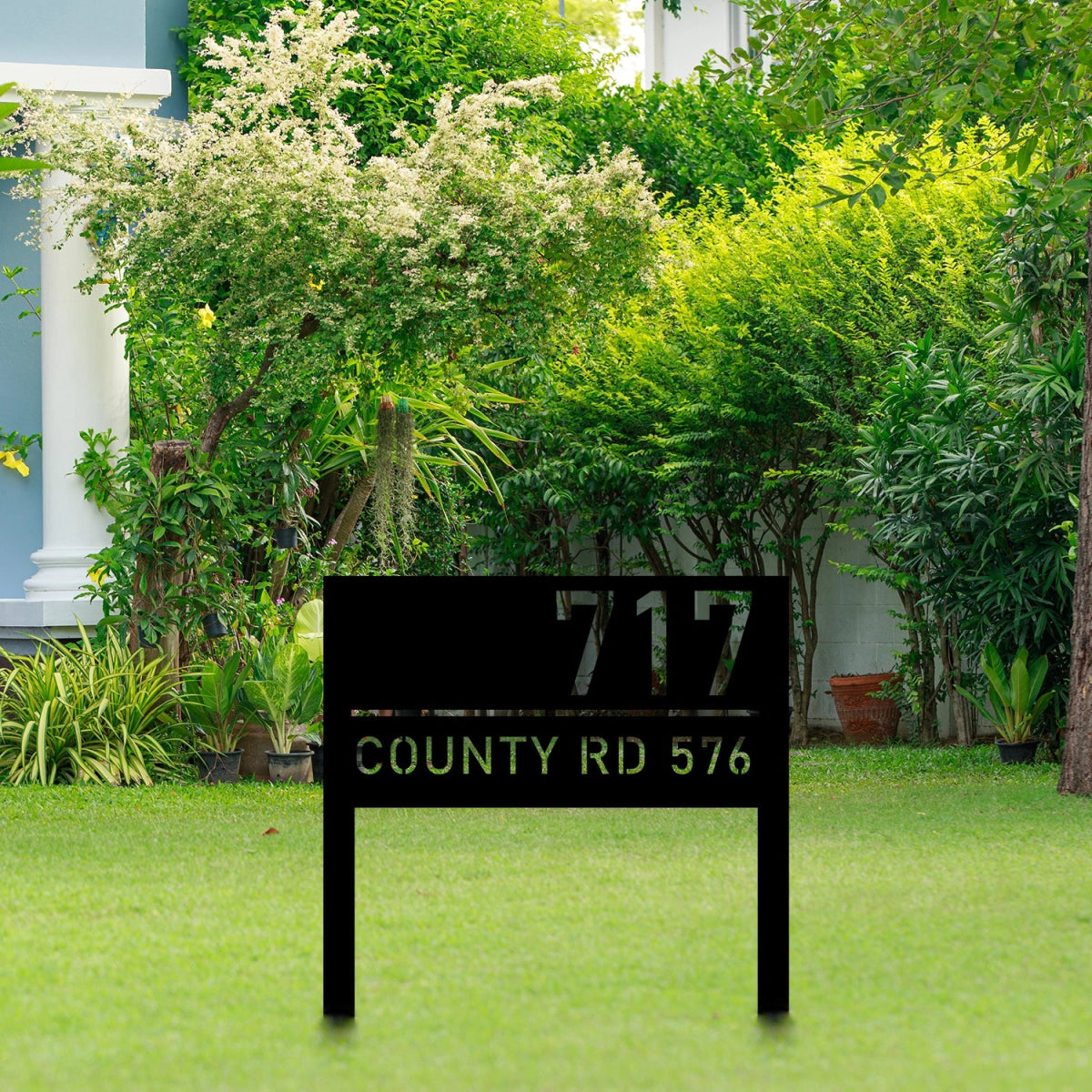Custom Metal Garden Address Sign Stake - Durable Outdoor House Number Plate - BrossHome Metal Wall Art