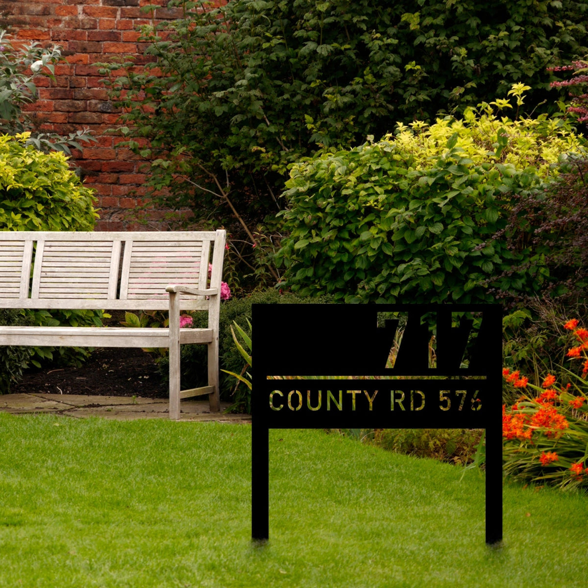 Custom Metal Garden Address Sign Stake - Durable Outdoor House Number Plate - BrossHome Metal Wall Art