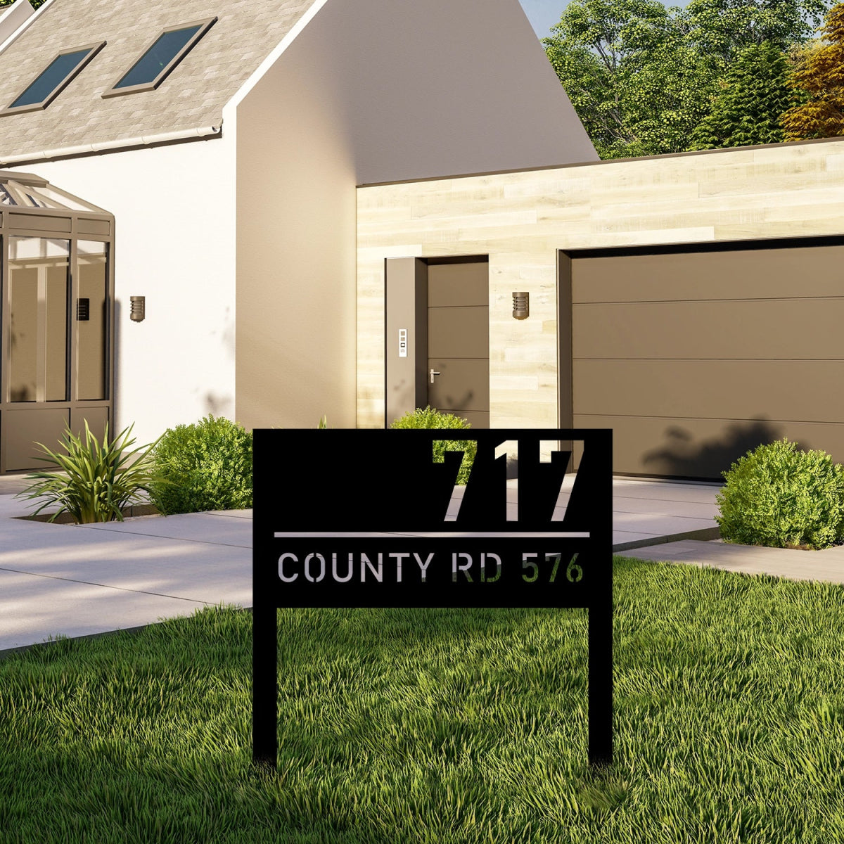 Custom Metal Garden Address Sign Stake - Durable Outdoor House Number Plate - BrossHome Metal Wall Art