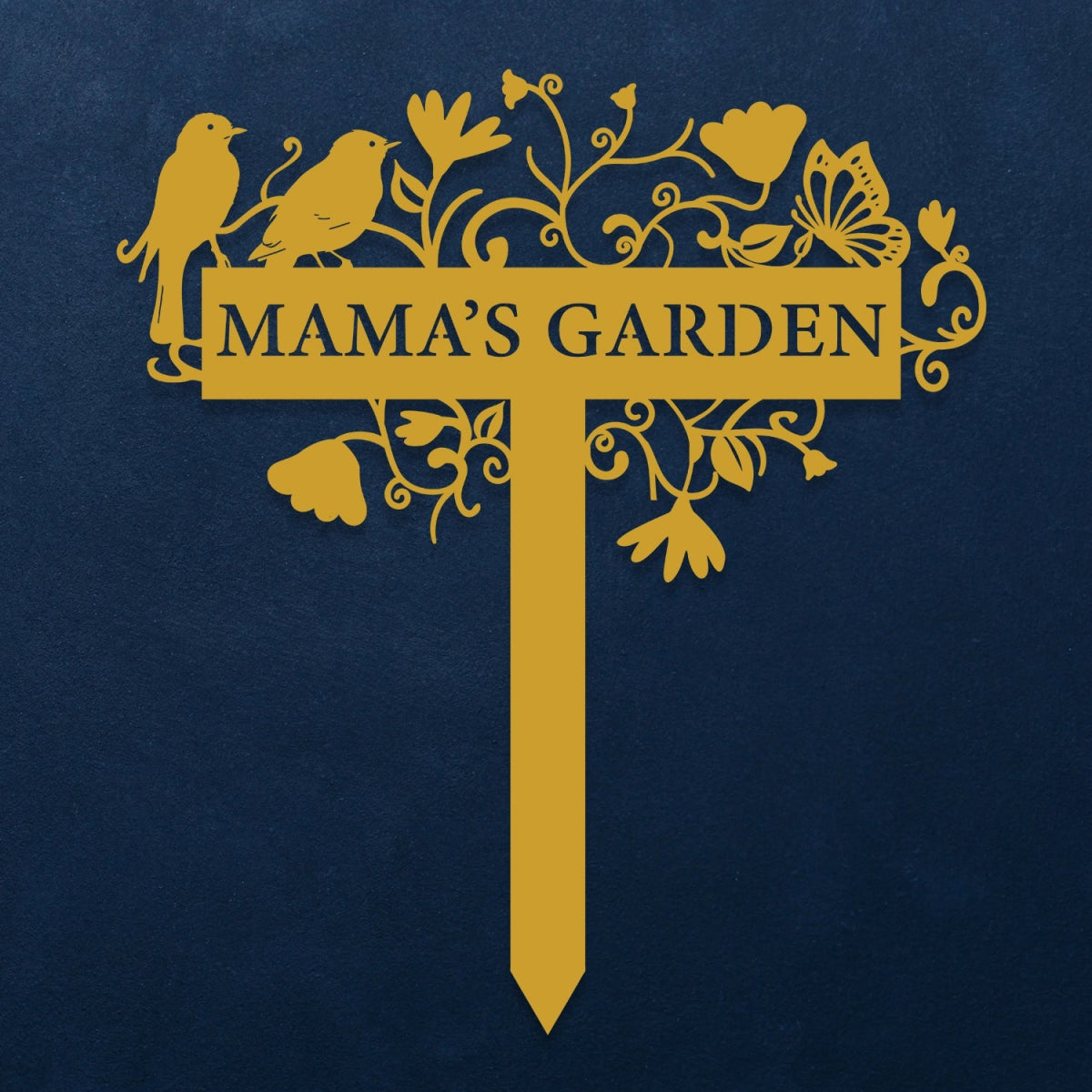 Custom Metal Garden Sign Stake - Ornamental Bird and Floral Design for Outdoor Decoration - BrossHome Metal Wall Art