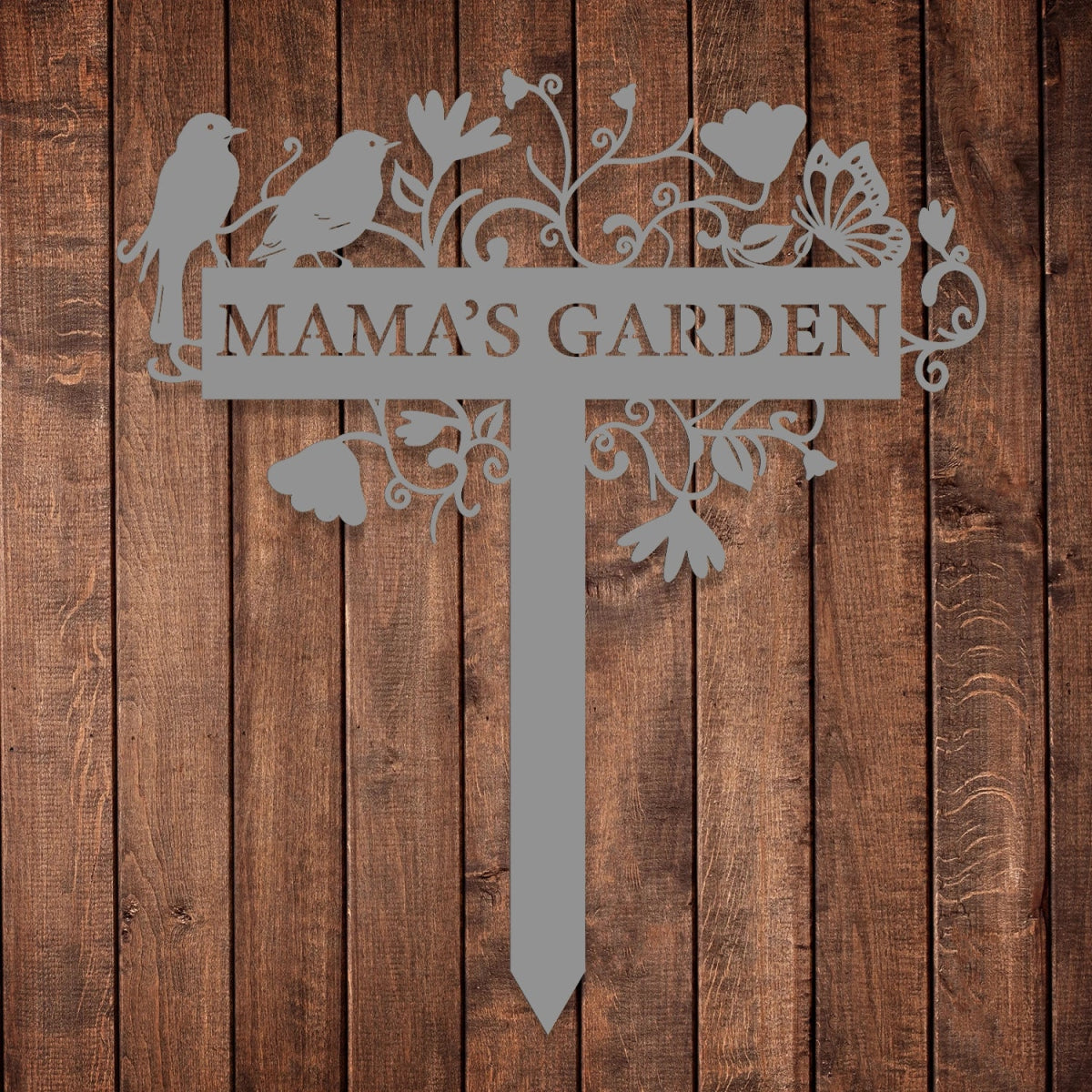 Custom Metal Garden Sign Stake - Ornamental Bird and Floral Design for Outdoor Decoration - BrossHome Metal Wall Art