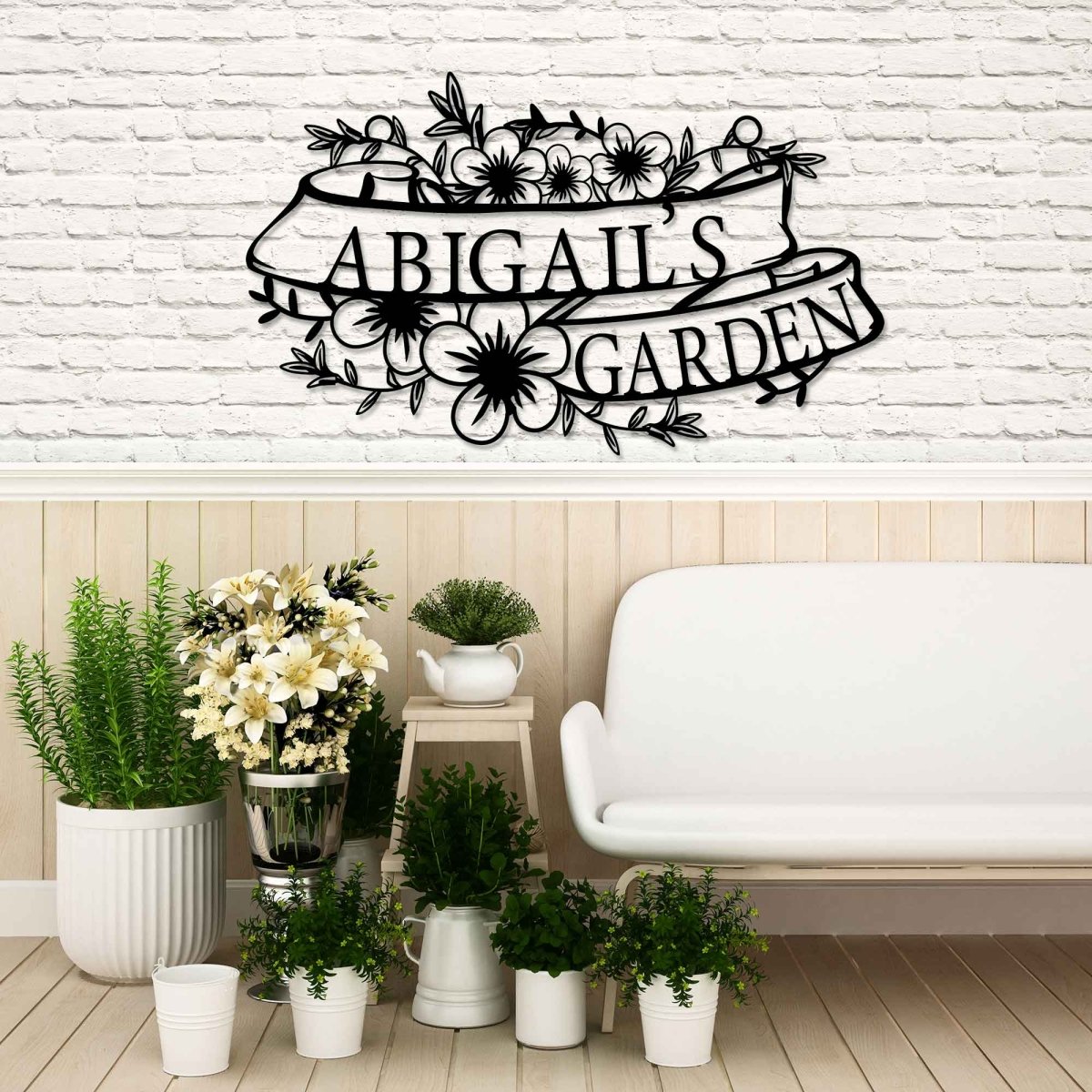 Custom Metal Garden Sign with Flower Design - BrossHome Metal Wall Art