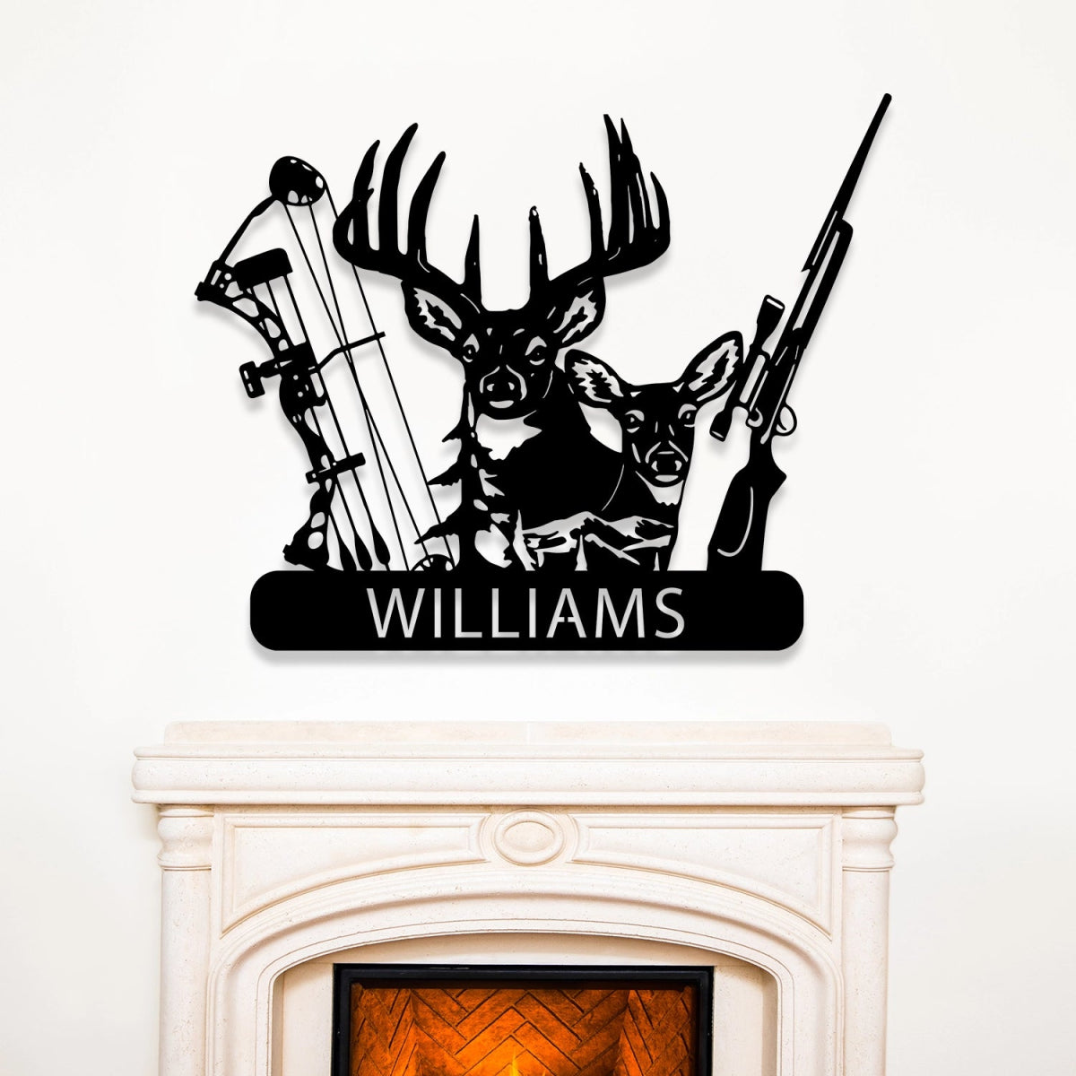 Custom Metal Hunting Sign - Personalized Deer and Archery Design Outdoor Decor with Family Name - BrossHome Metal Wall Art