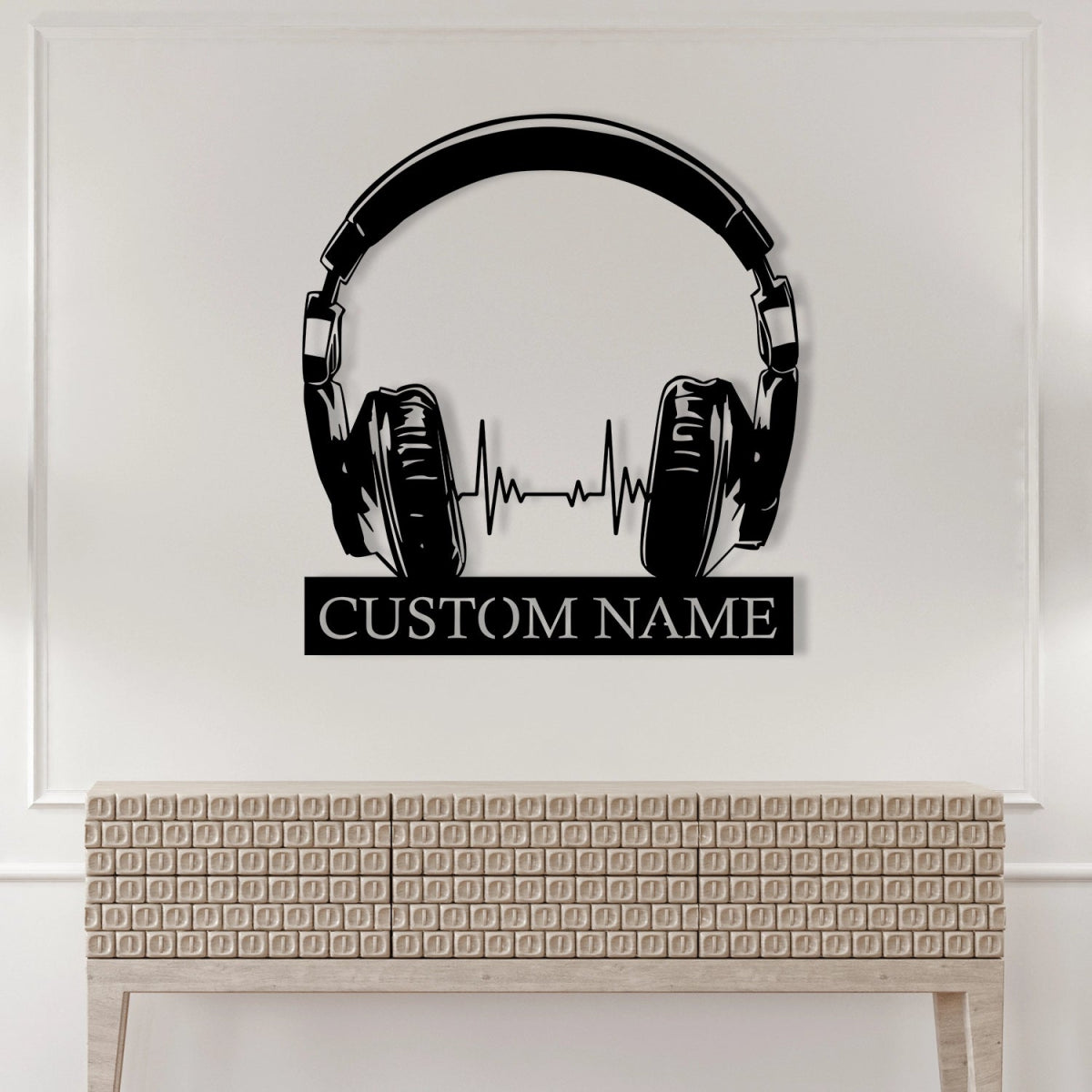 Custom Metal Wall Art Decor - Personalized Headphone Design for Music Lovers with Name Plate - BrossHome Metal Wall Art