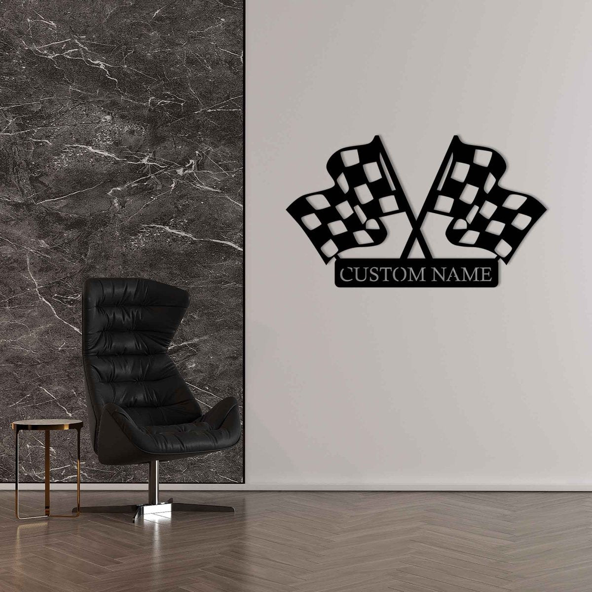 Custom Metal Wall Checkered Flag Sign - BrossHome Metal Wall Art