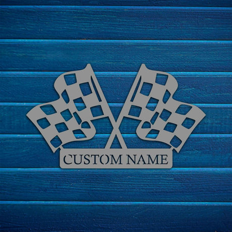 Custom Metal Wall Checkered Flag Sign - BrossHome Metal Wall Art