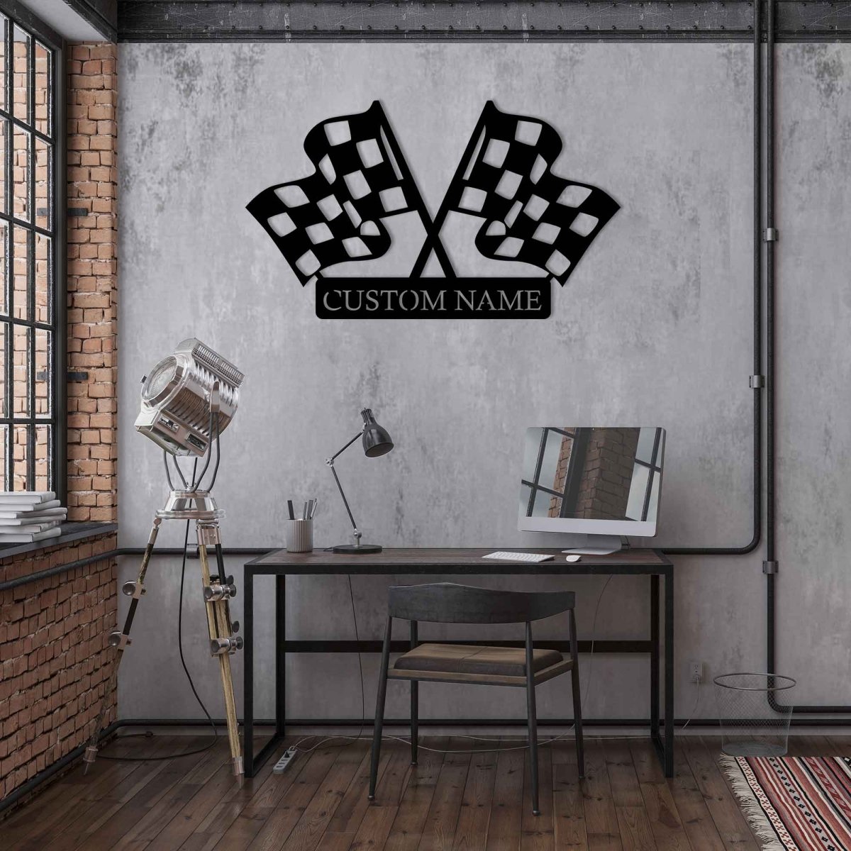 Custom Metal Wall Checkered Flag Sign - BrossHome Metal Wall Art