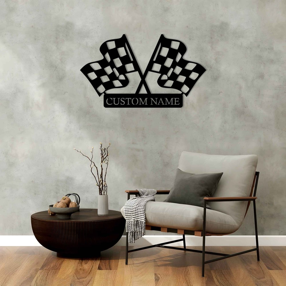 Custom Metal Wall Checkered Flag Sign - BrossHome Metal Wall Art