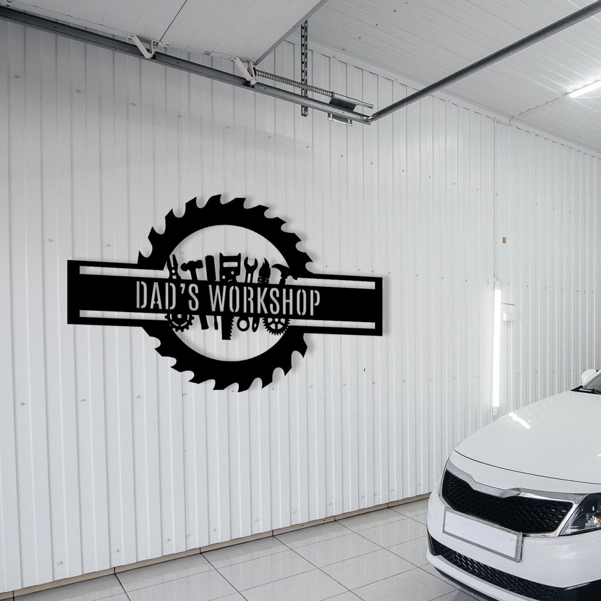 Custom Metal Workshop Sign - Personalized Gear Design Wall Art for Dad's Garage or Shop - BrossHome Metal Wall Art