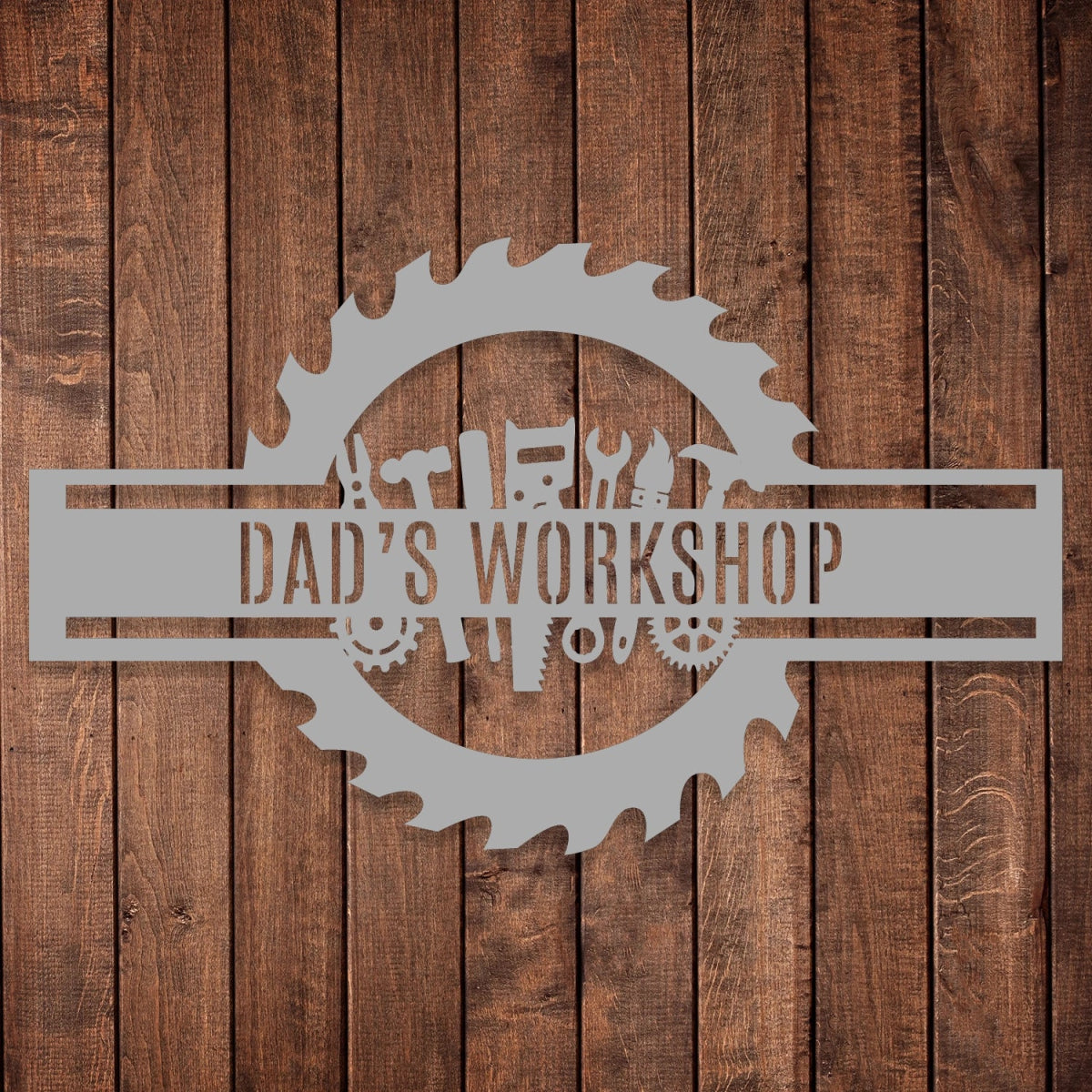Custom Metal Workshop Sign - Personalized Gear Design Wall Art for Dad's Garage or Shop - BrossHome Metal Wall Art