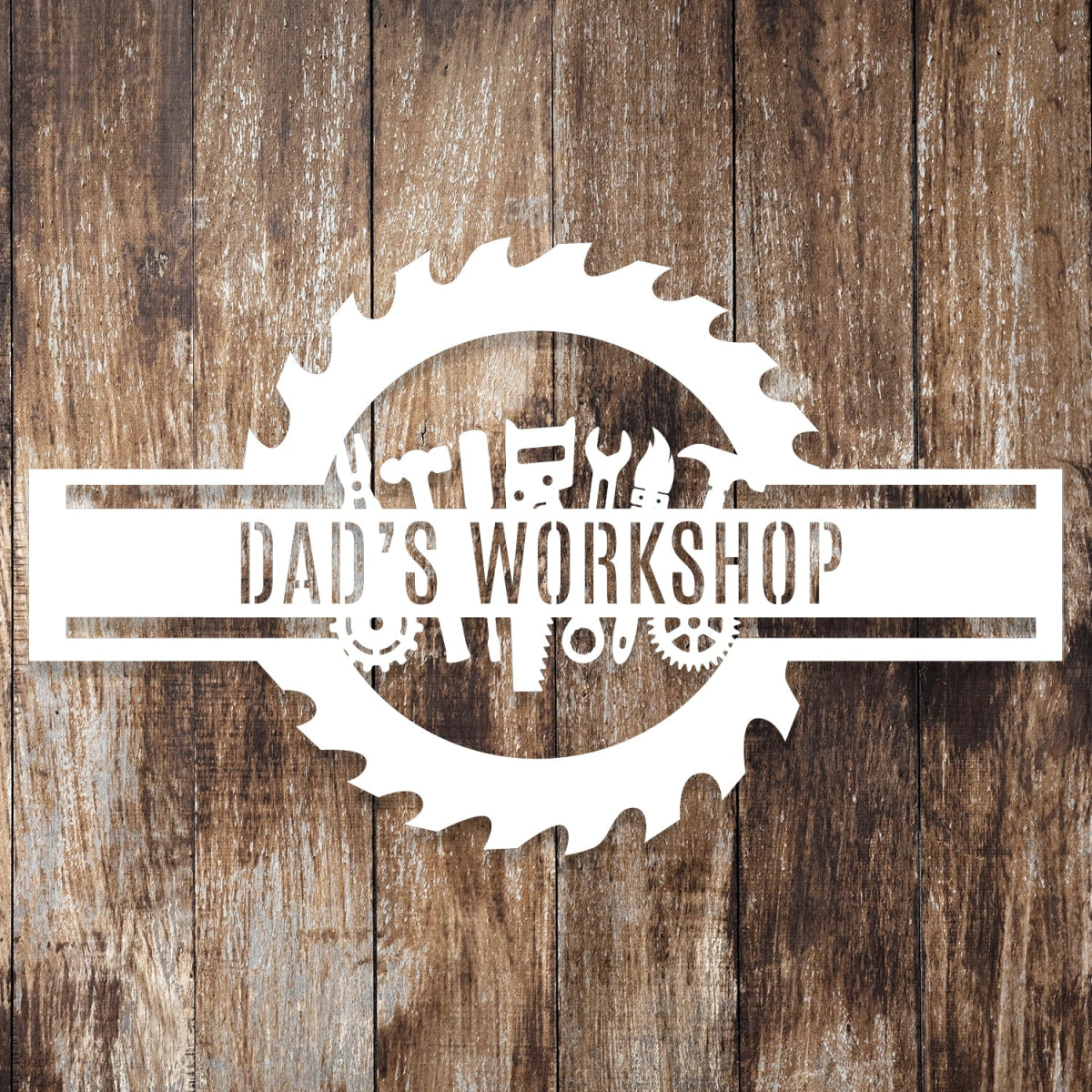 Custom Metal Workshop Sign - Personalized Gear Design Wall Art for Dad's Garage or Shop - BrossHome Metal Wall Art