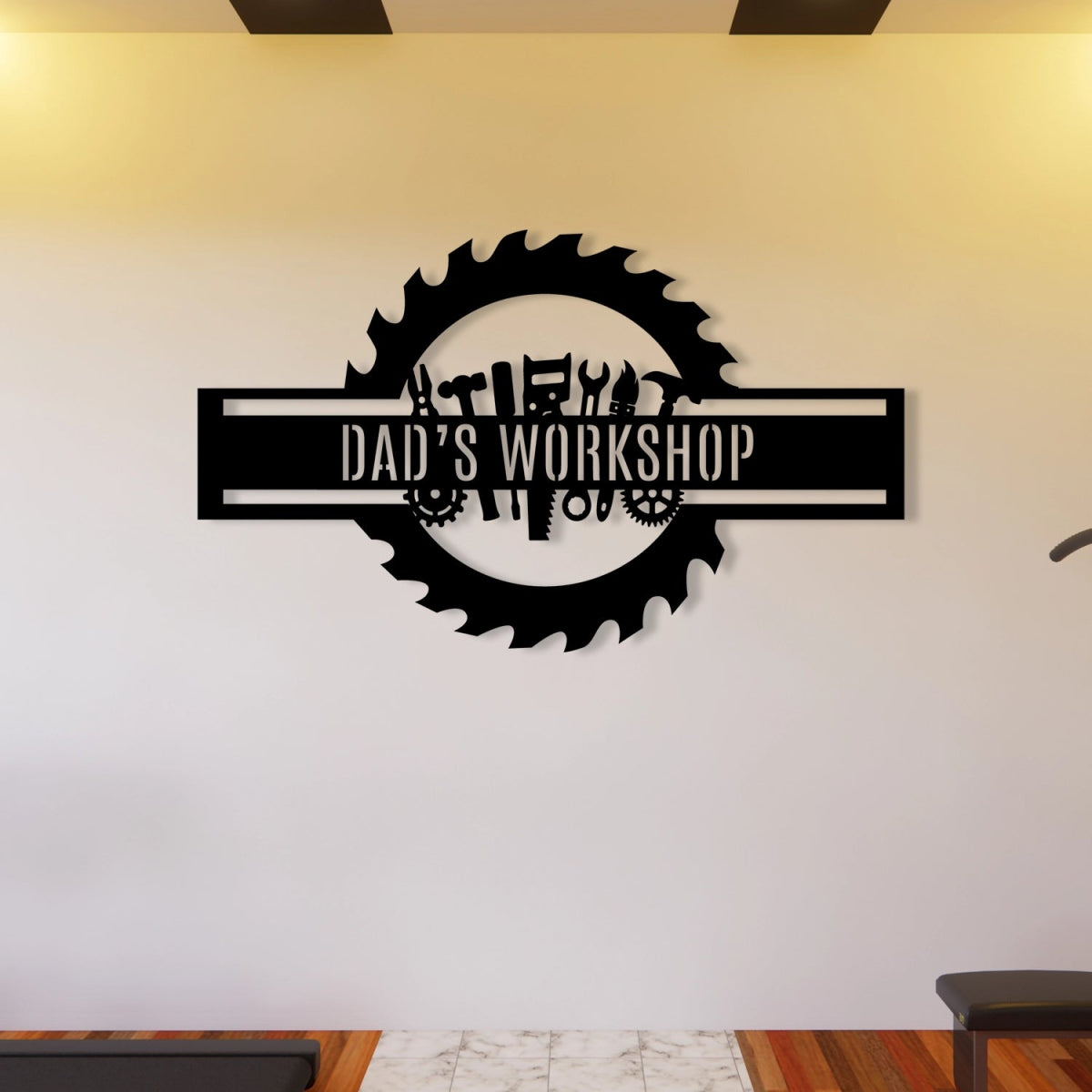 Custom Metal Workshop Sign - Personalized Gear Design Wall Art for Dad's Garage or Shop - BrossHome Metal Wall Art