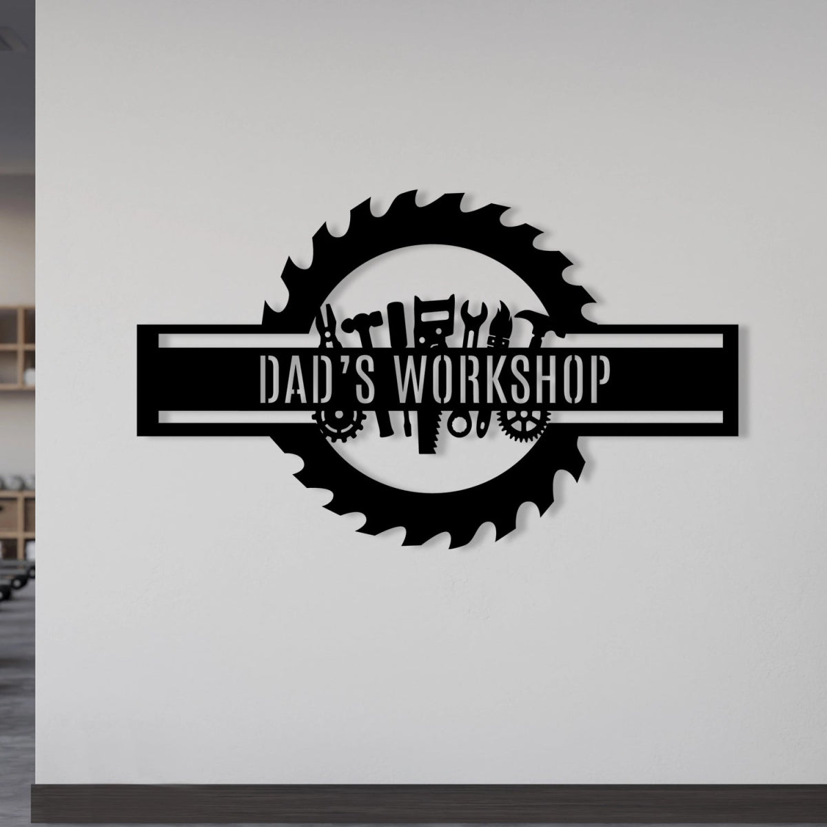 Custom Metal Workshop Sign - Personalized Gear Design Wall Art for Dad's Garage or Shop - BrossHome Metal Wall Art