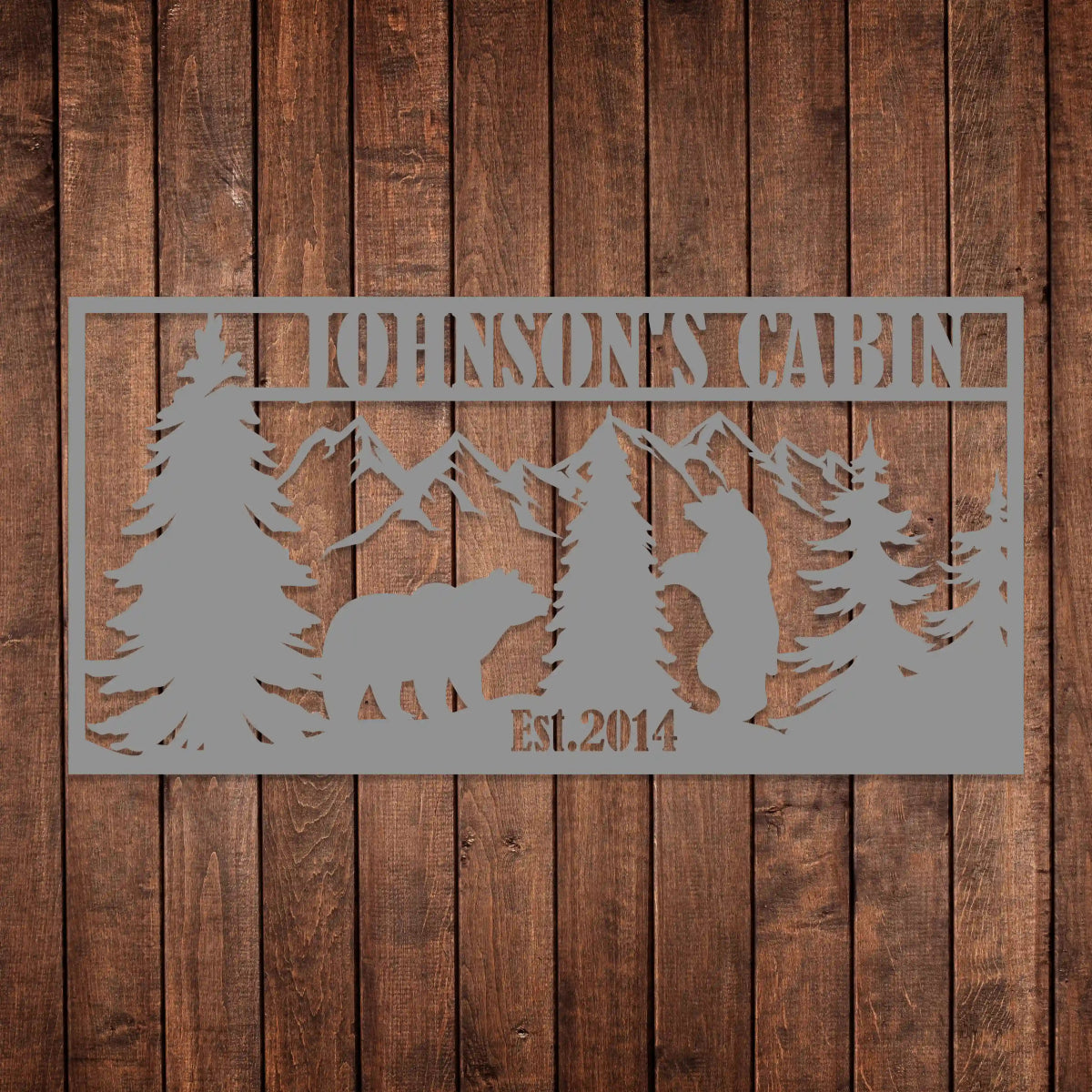 Custom Mountain Bear Lodge Sign - BrossHome Metal Wall Art