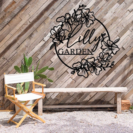 Custom Your Name Metal Hanging Garden Sign - BrossHome Metal Wall Art