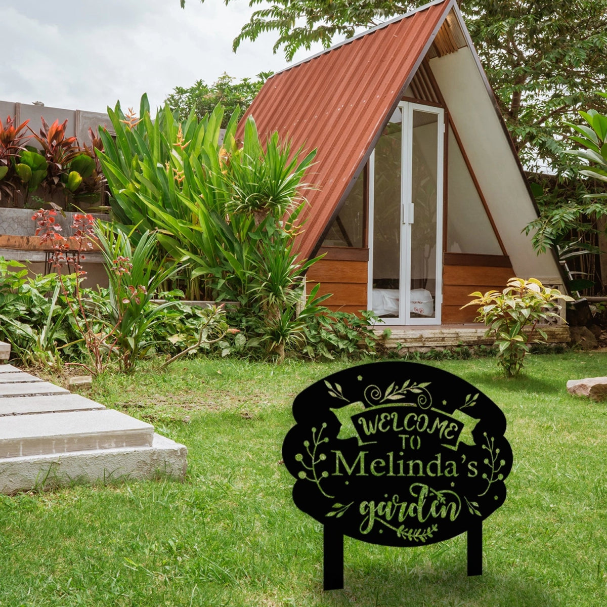 Customizable Garden Sign with Welcome Text - BrossHome Metal Wall Art