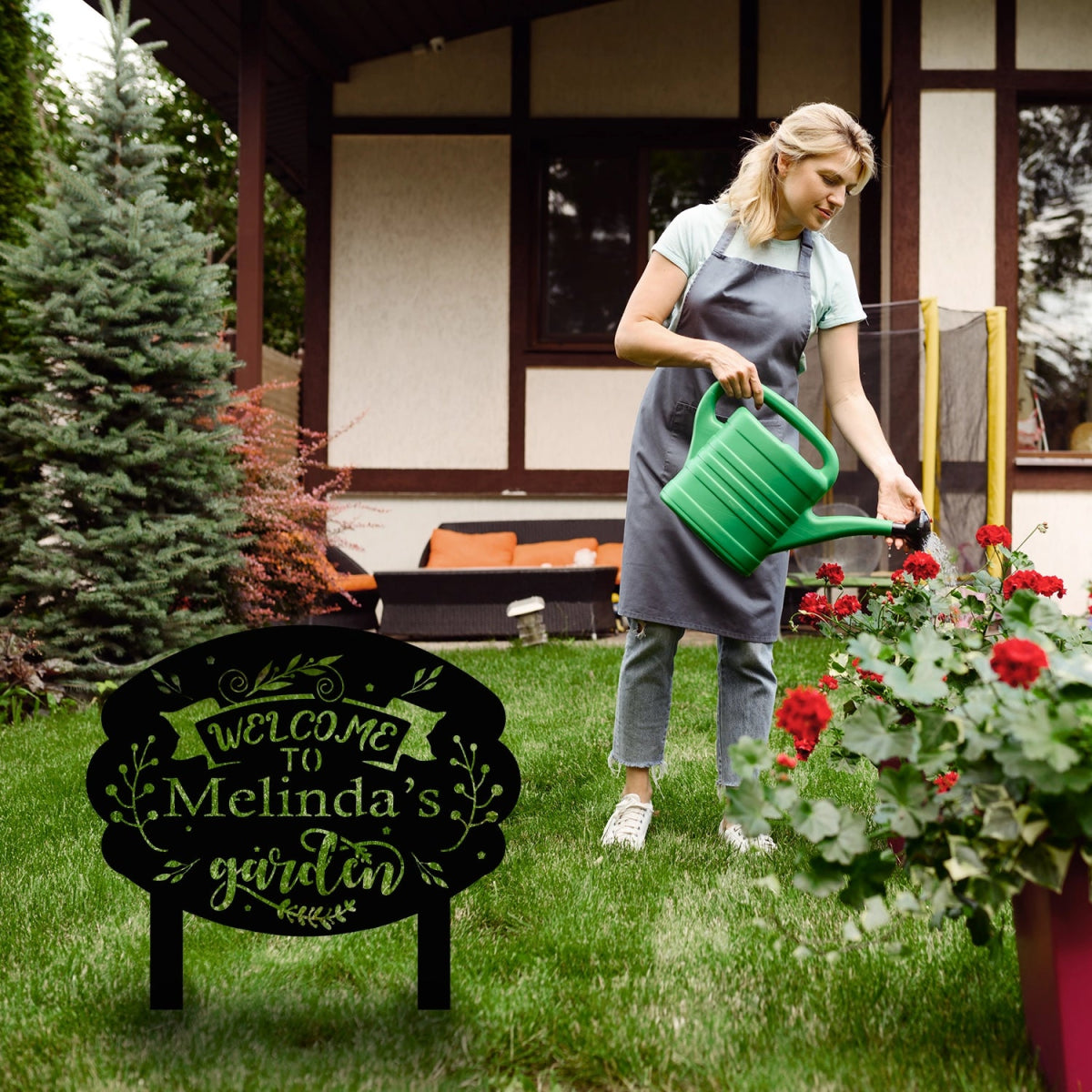 Customizable Garden Sign with Welcome Text - BrossHome Metal Wall Art