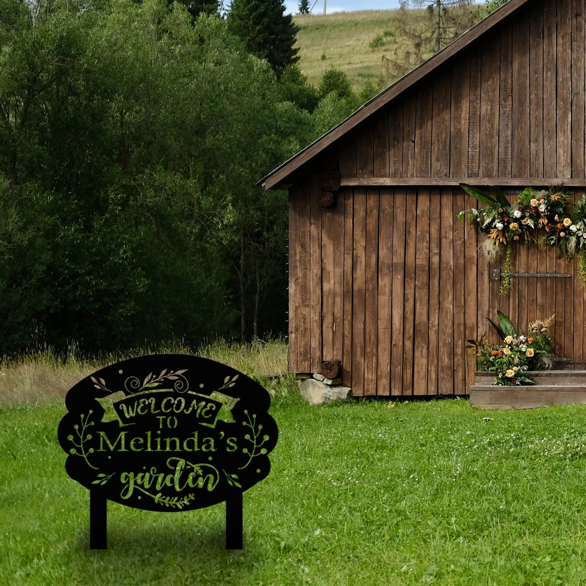 Customizable Garden Sign with Welcome Text - BrossHome Metal Wall Art